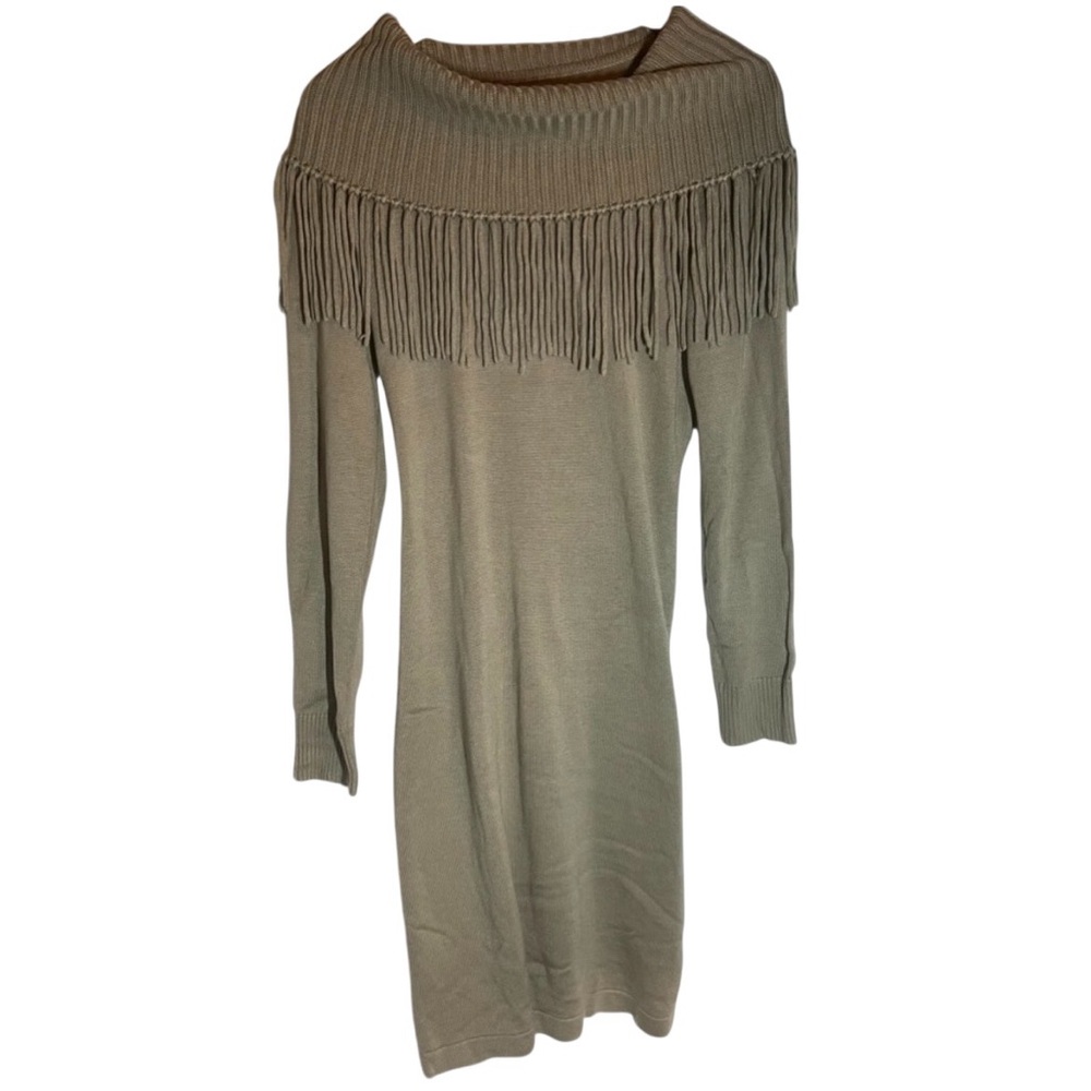 Calvin Klein sweater dress Medium w/ fringed cowl neck #10200